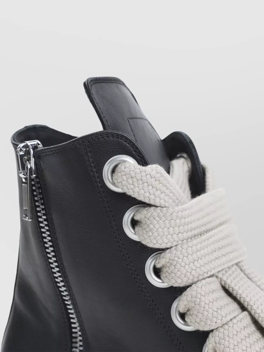 Rick Owens High Top Sneakers Metal Eyelets Rubber Sole