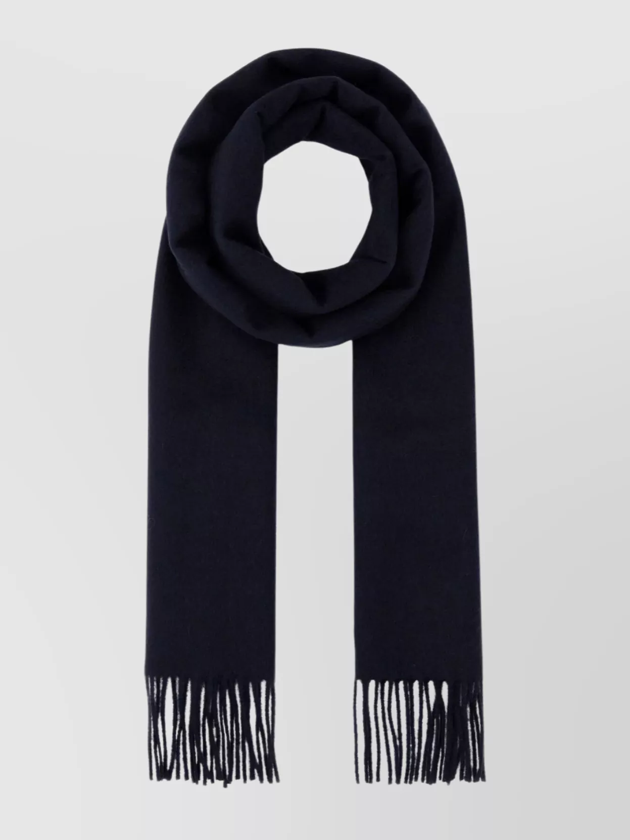 Johnstons Of Elgin Cashmere Scarf With Fringed Edges In Midnight In Blue