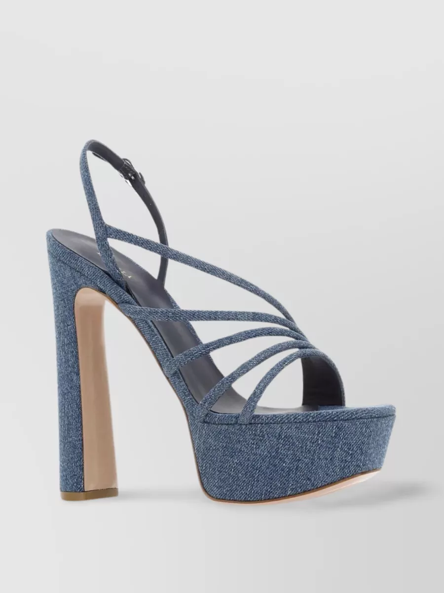 Shop Le Silla Bold Denim Strappy Sandals In Blue