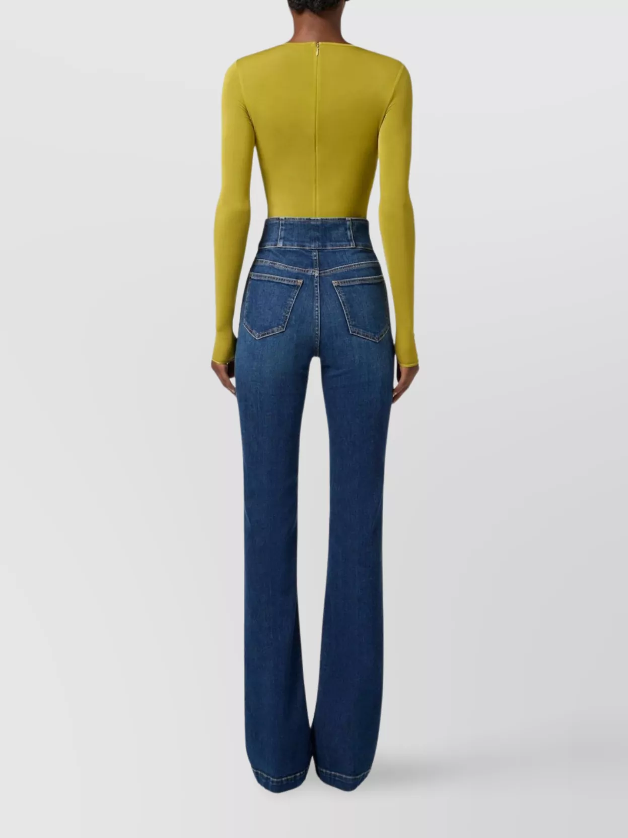 Elisabetta Franchi High-Waisted Flared Leg Trousers With Button Detailing