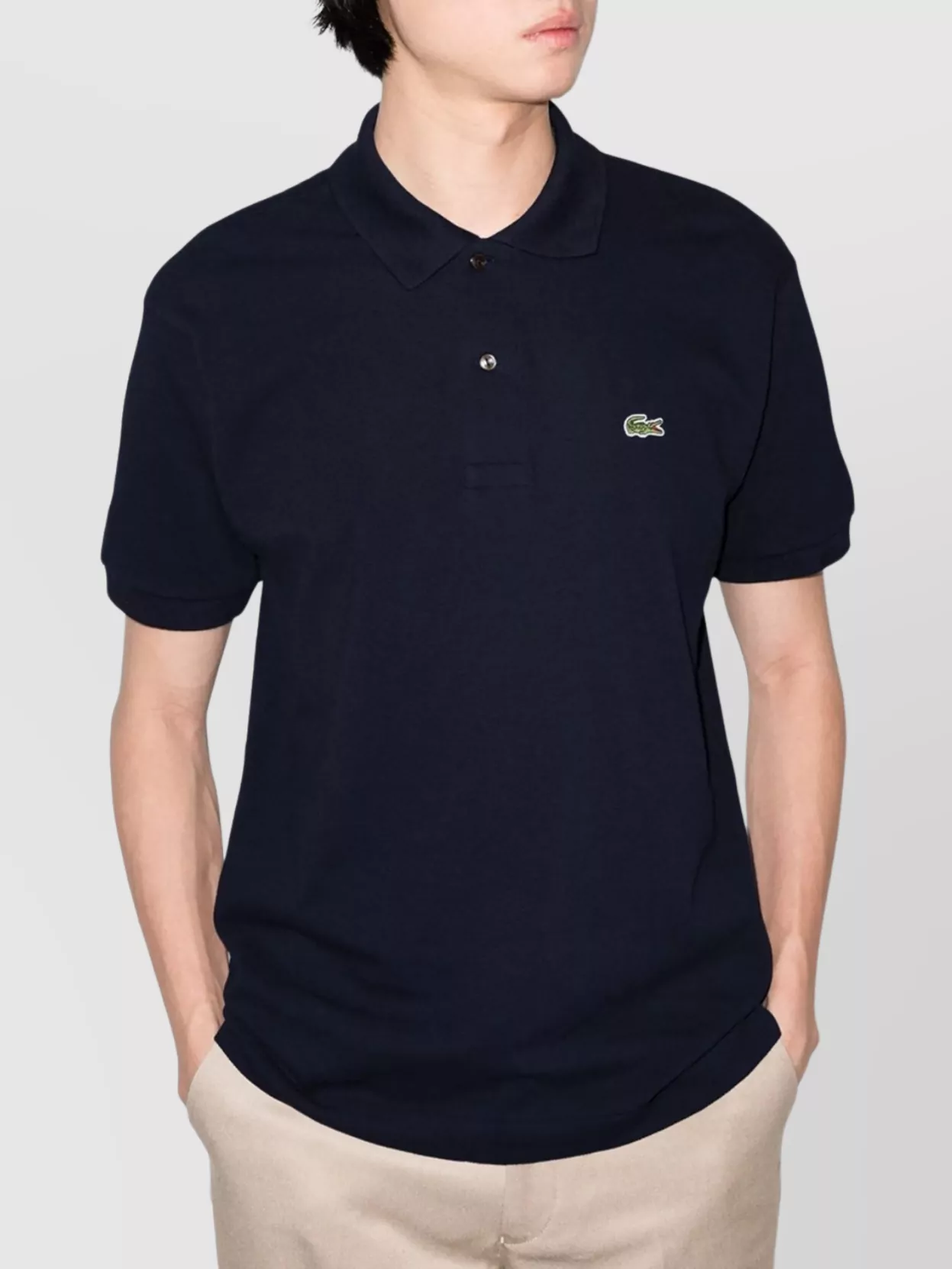 Lacoste Buttoned Collar Lightweight Cotton Polo With Classic Design