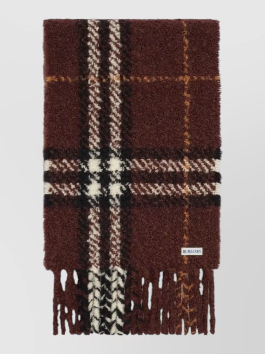 Burberry alpaca wool bouclé check scarf