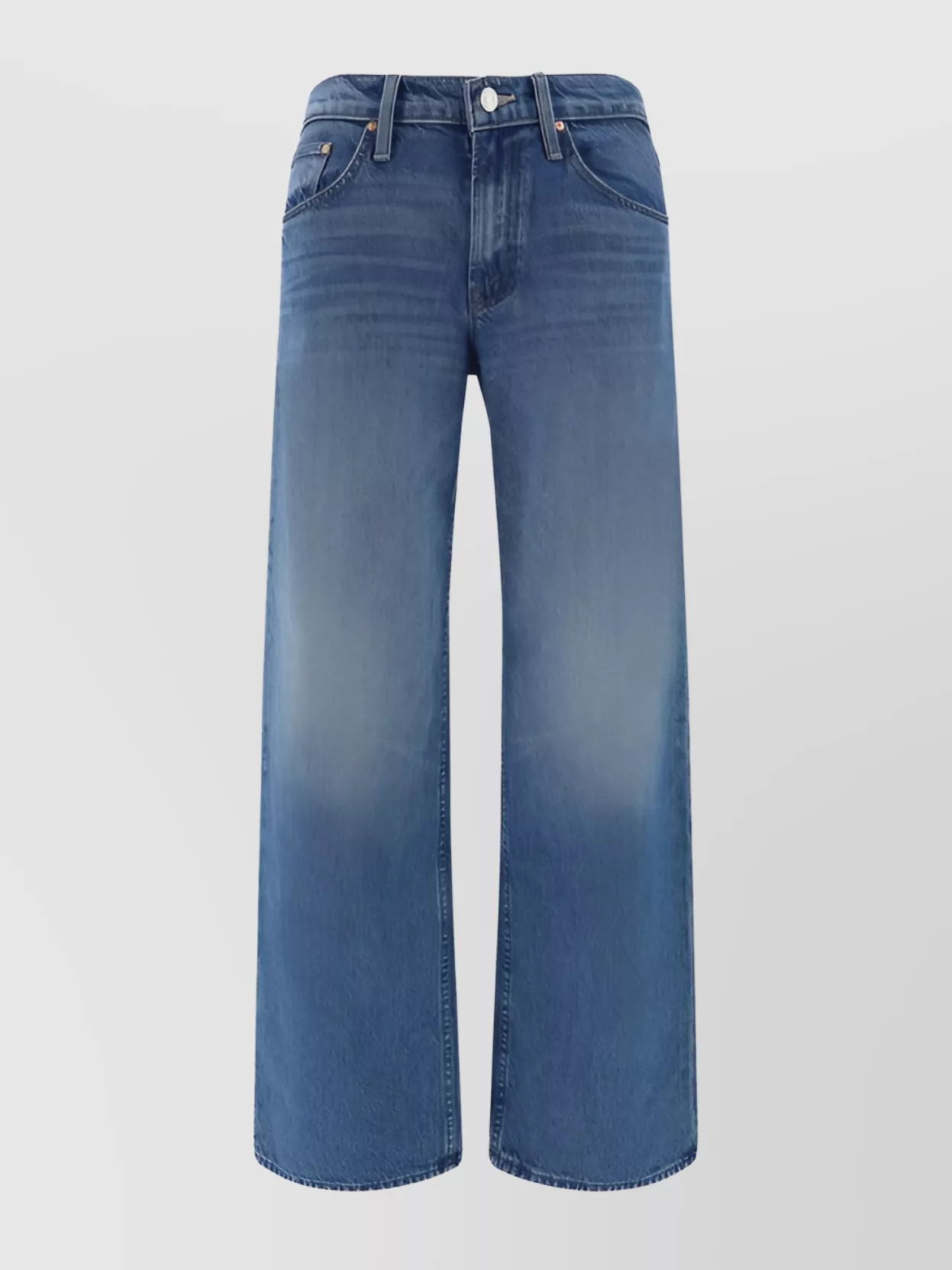 Shop Mother Wide-leg Cotton Jeans Faded Wash