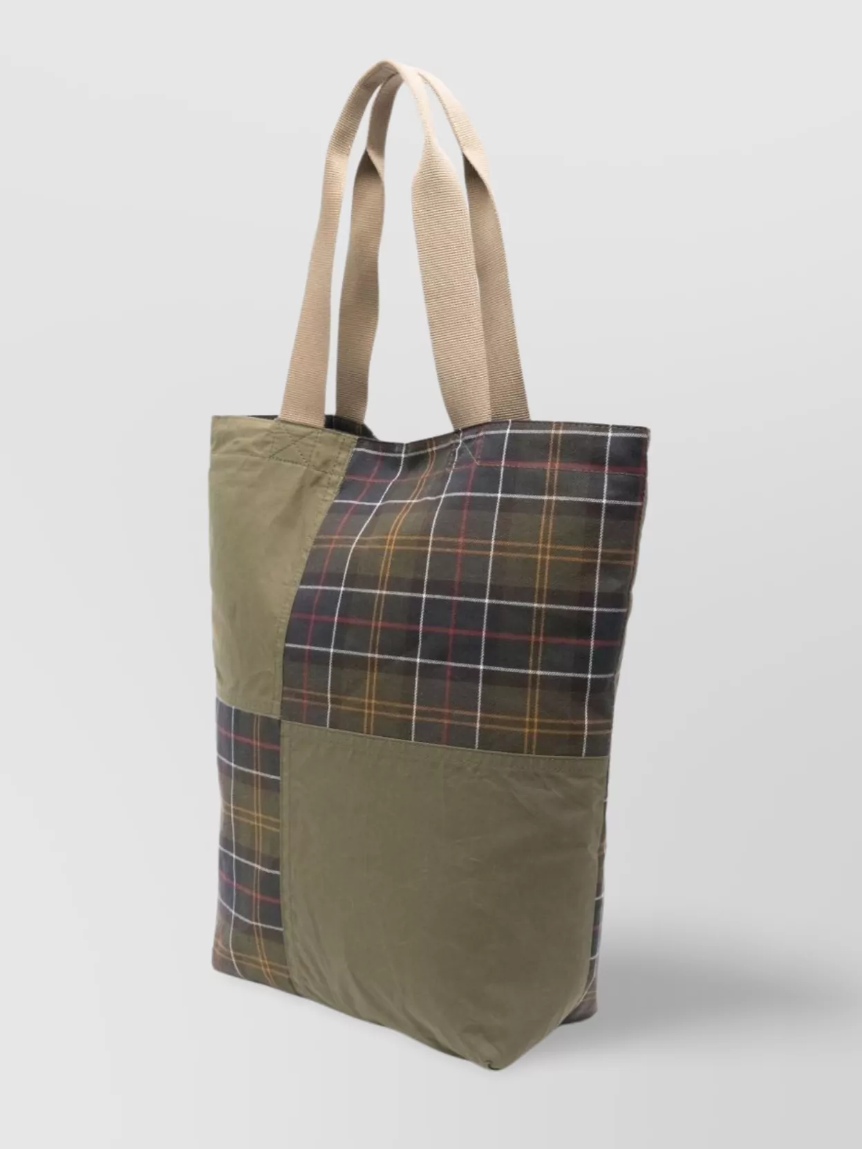 Shop Barbour Patchwork Check Tote Bag In Green