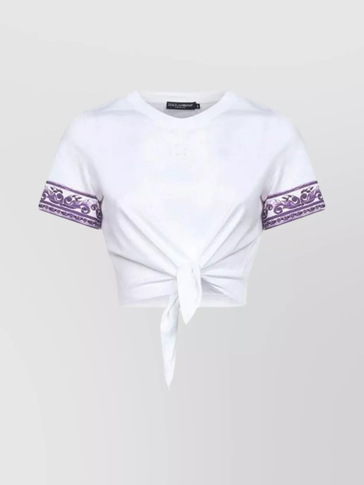 Dolce & Gabbana Cropped Cotton T-shirt Knot Detail