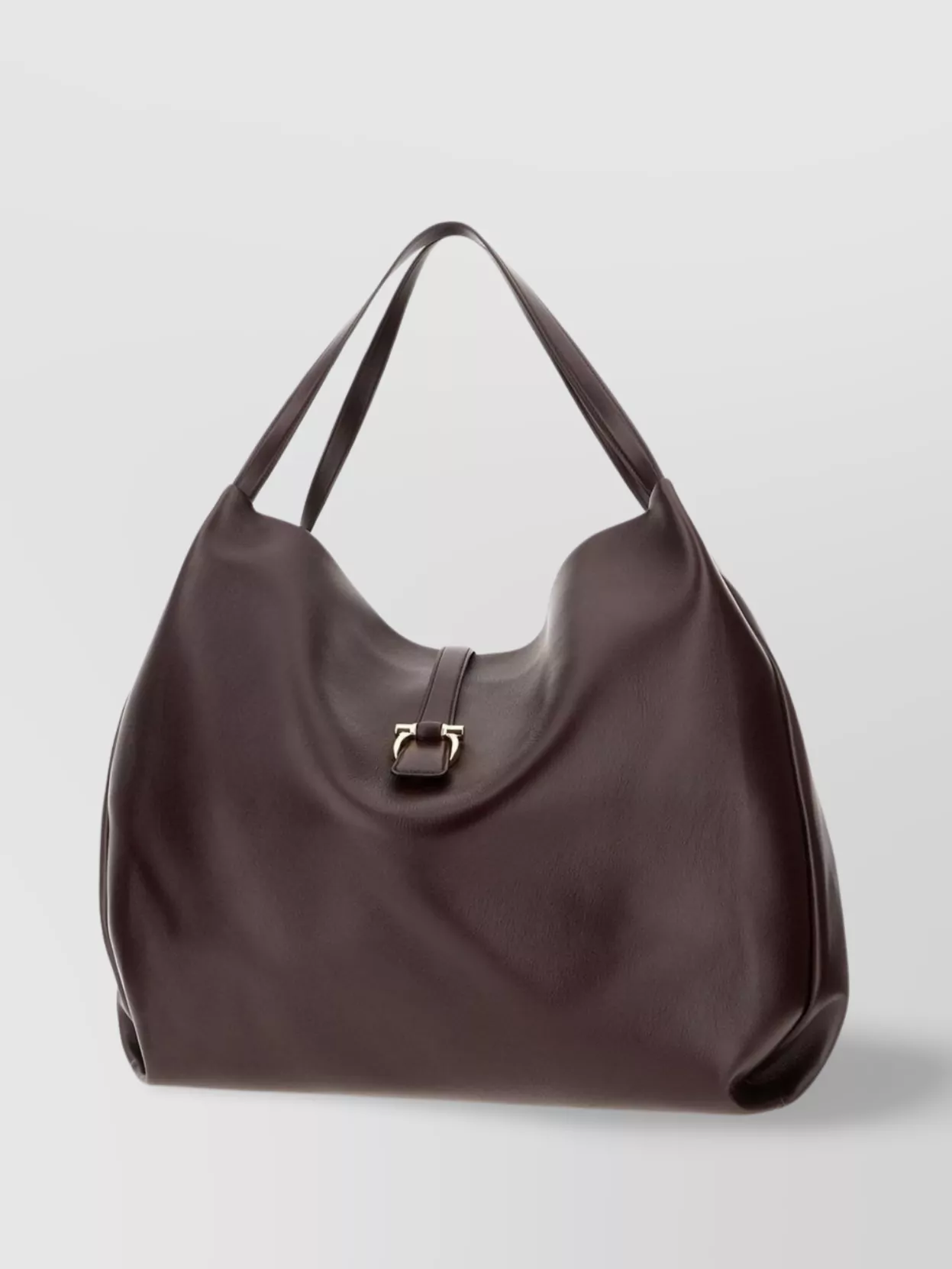 Ferragamo Calf Leather Shopping Bag With Buckle Detail