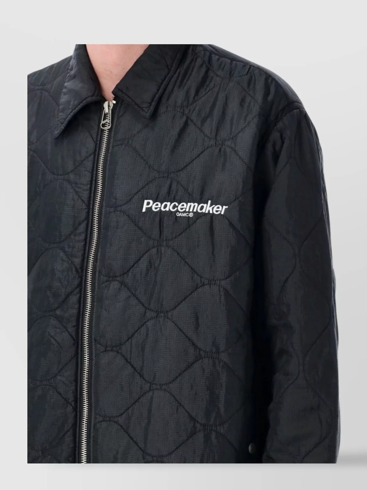 Oamc Padded Black Combat Overshirt With Quilted Design