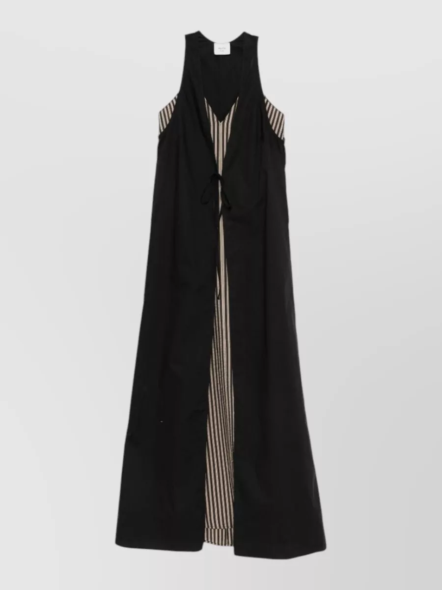 Alysi Striped V-Neck Sleeveless Maxi Dress