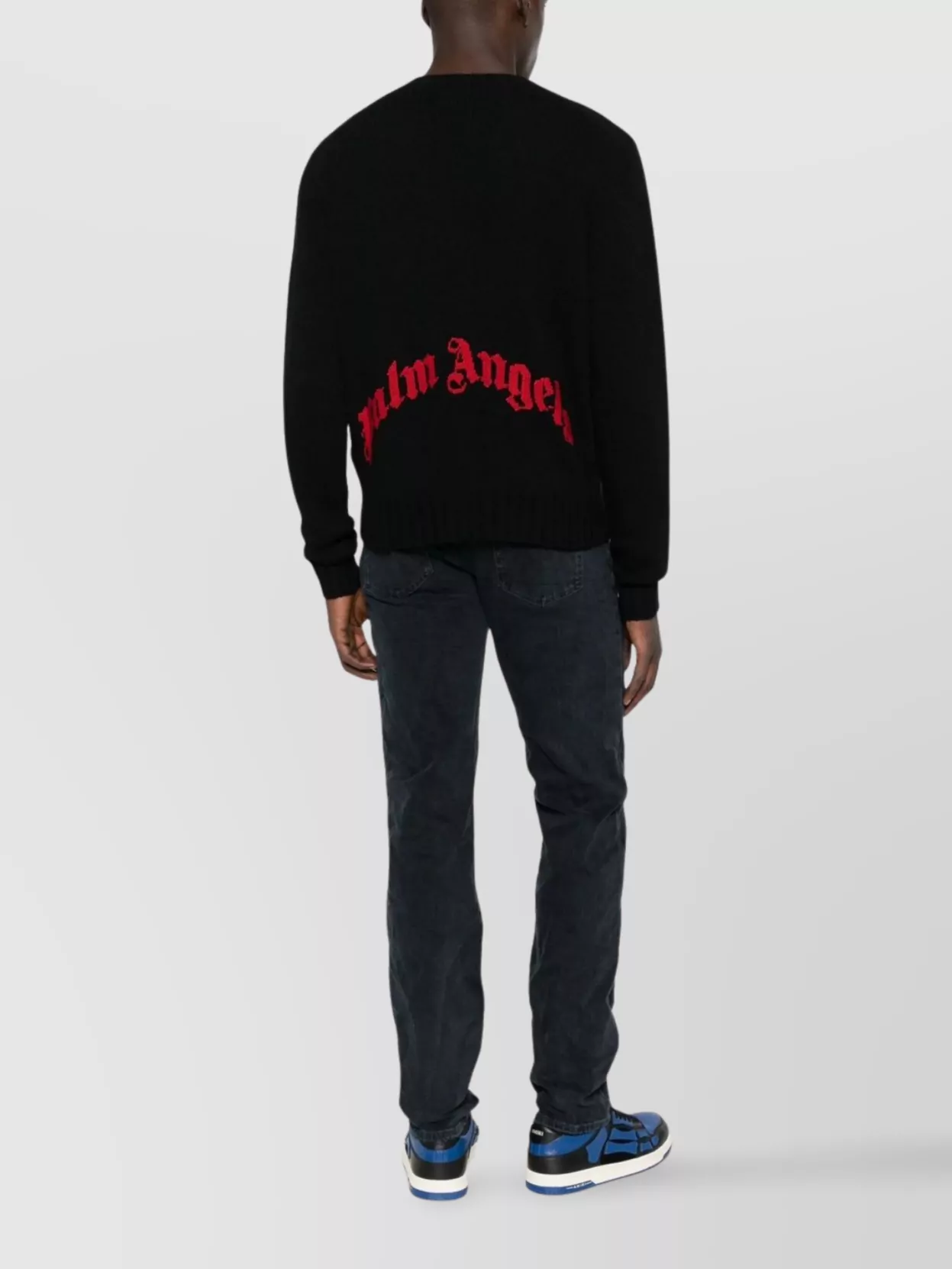 Palm Angels Crew Neck Long Sleeve Ribbed Sweater