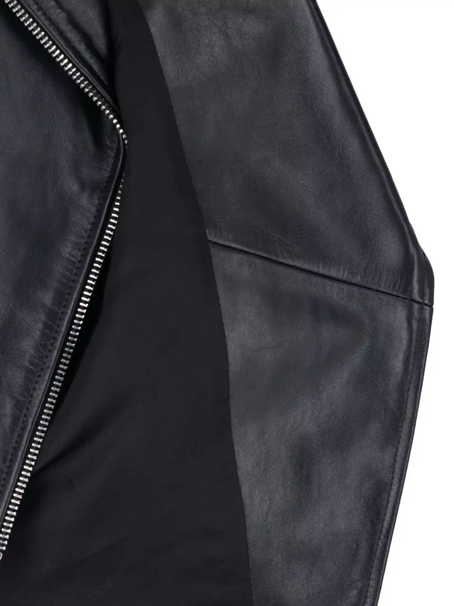 Diesel Hammered Leather Asymmetric Biker Jacket