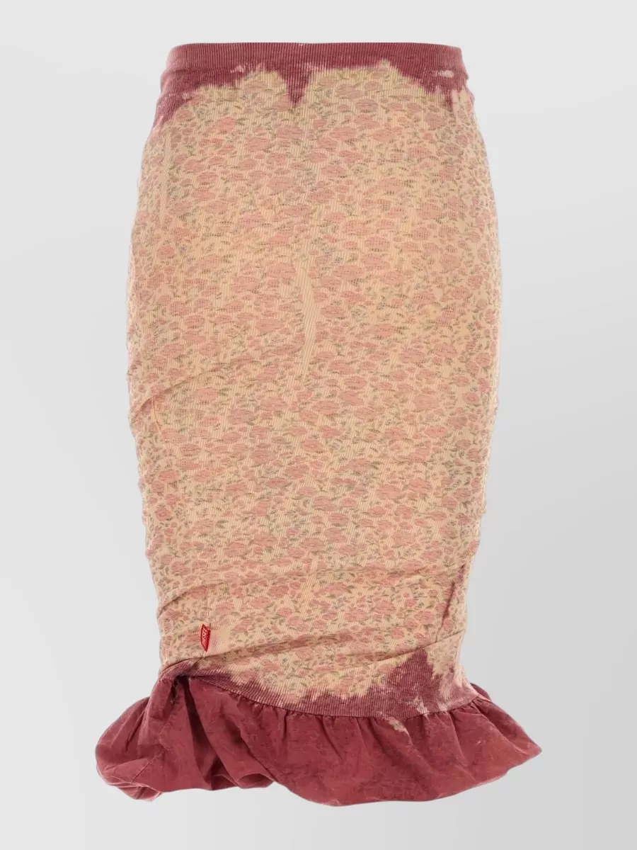 Diesel floral-print ruffled fitted skirt