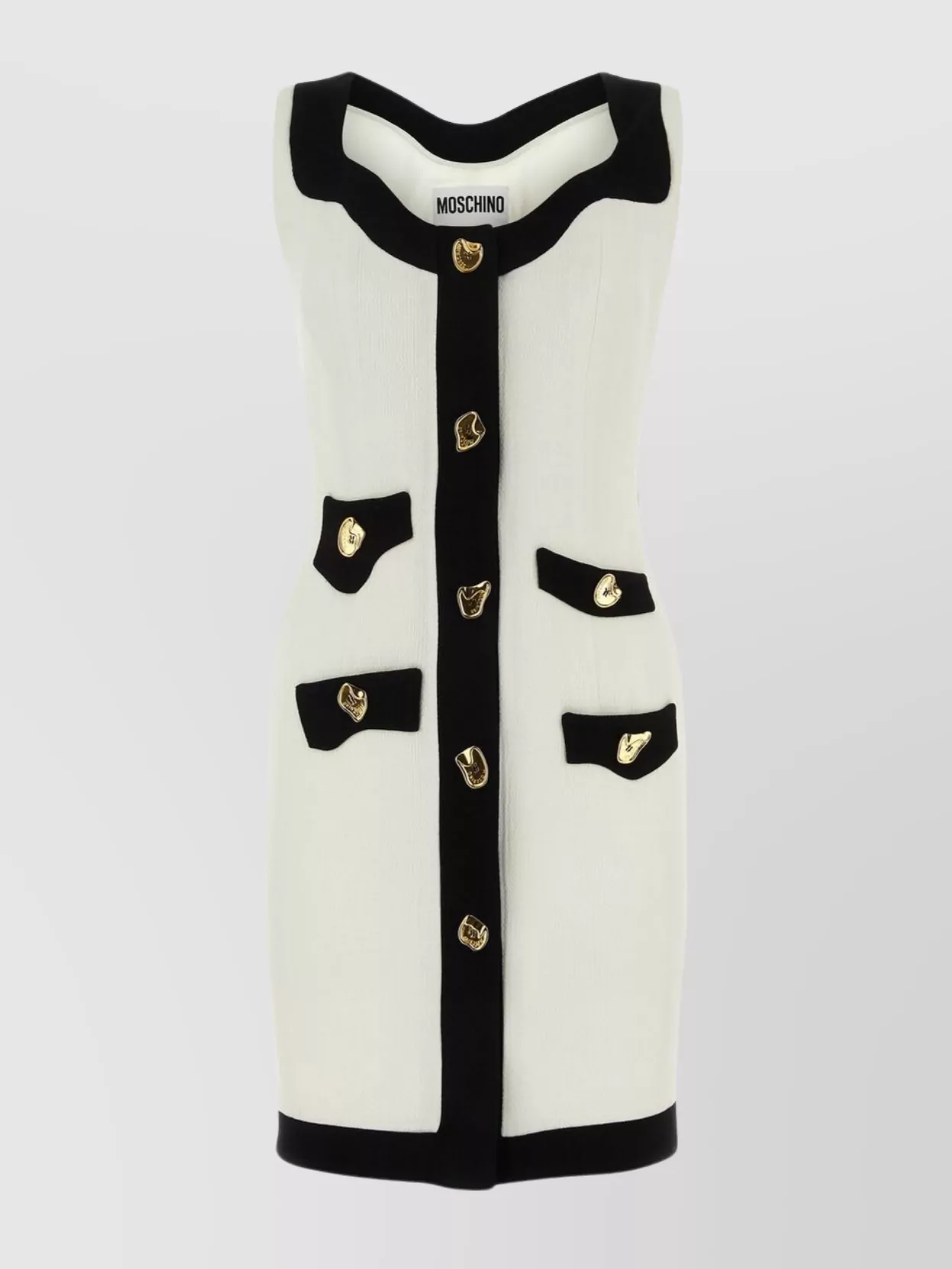 Shop Moschino Dual-tone Dress In Stretch Viscose Blend In Black
