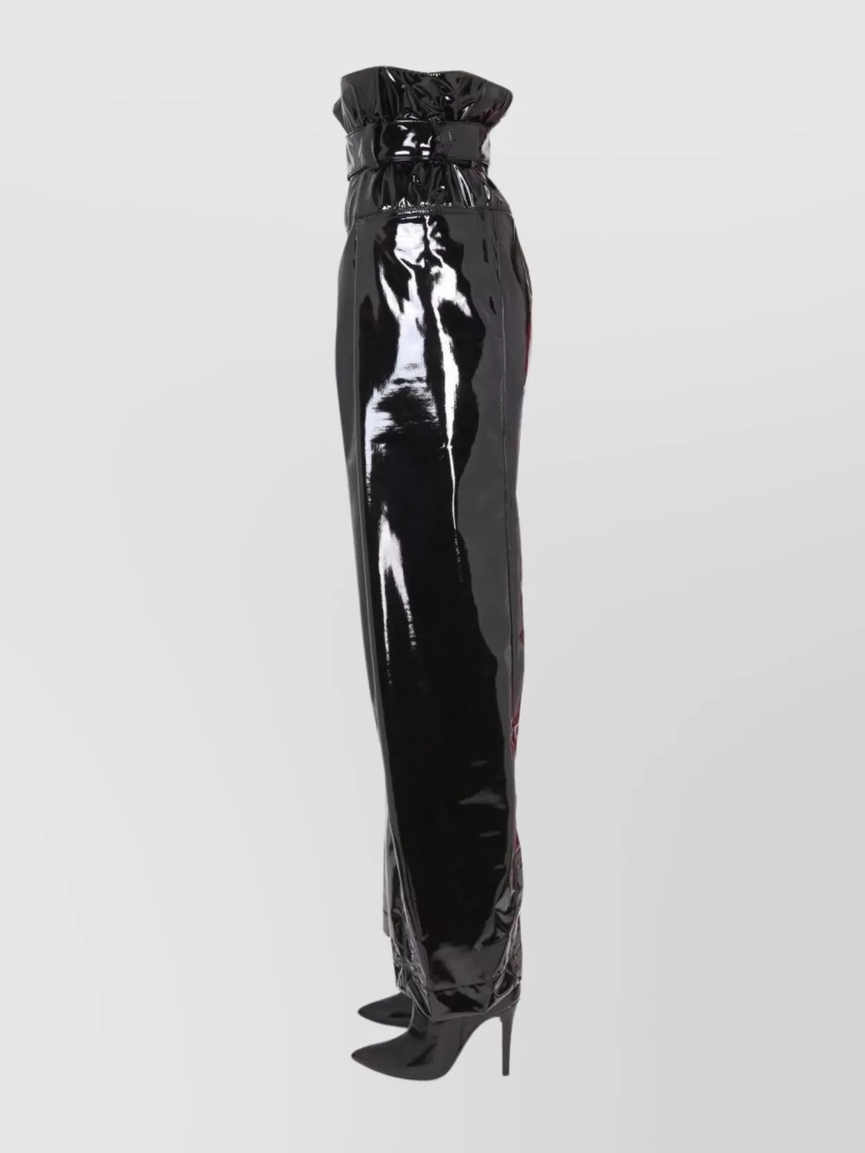 Shop Philosophy Vinyl Buckle High-waist Wide-leg Trousers
