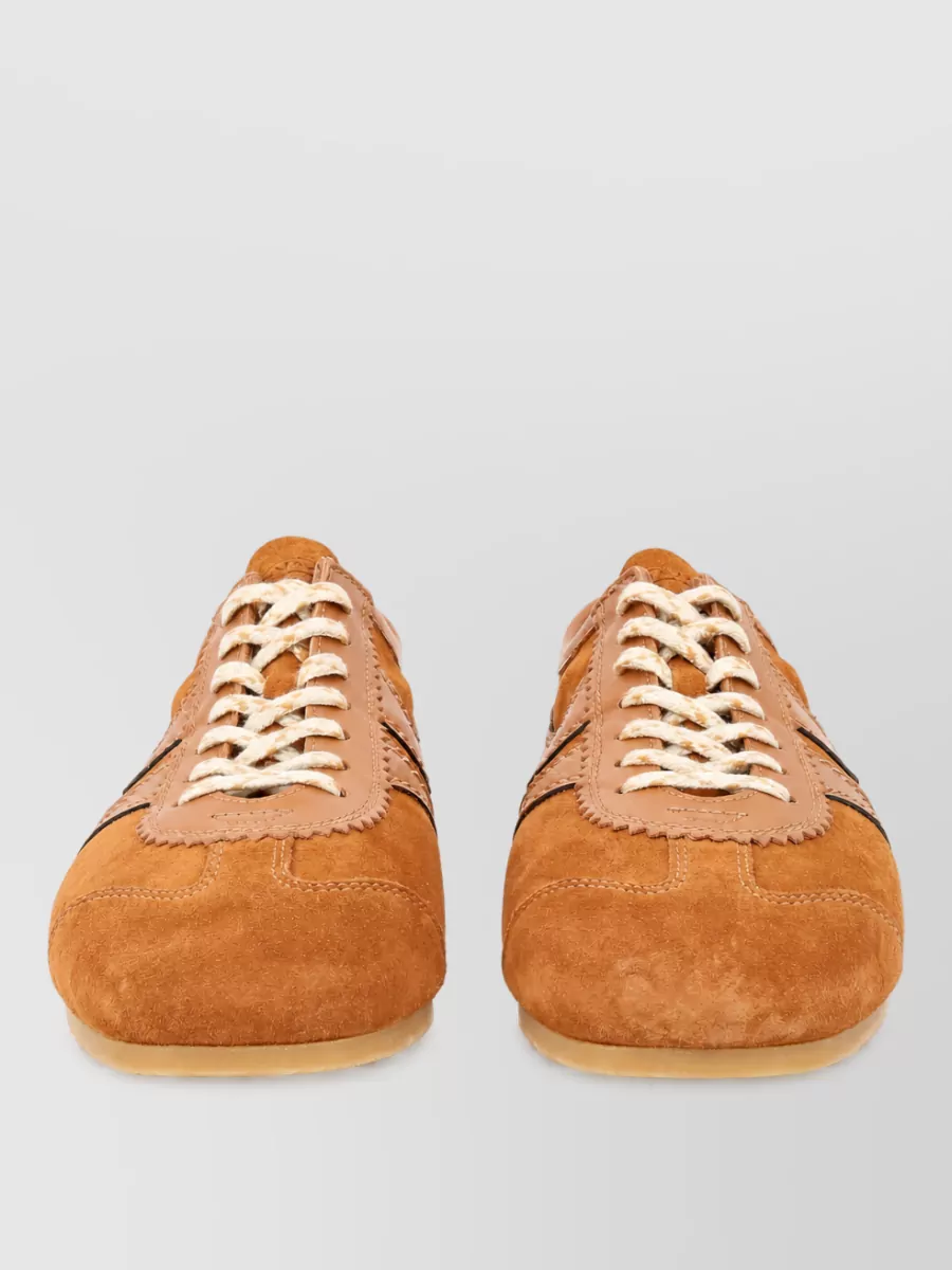 Dries Van Noten Suede Lace Up Sneakers Lightweight Rubber Sole