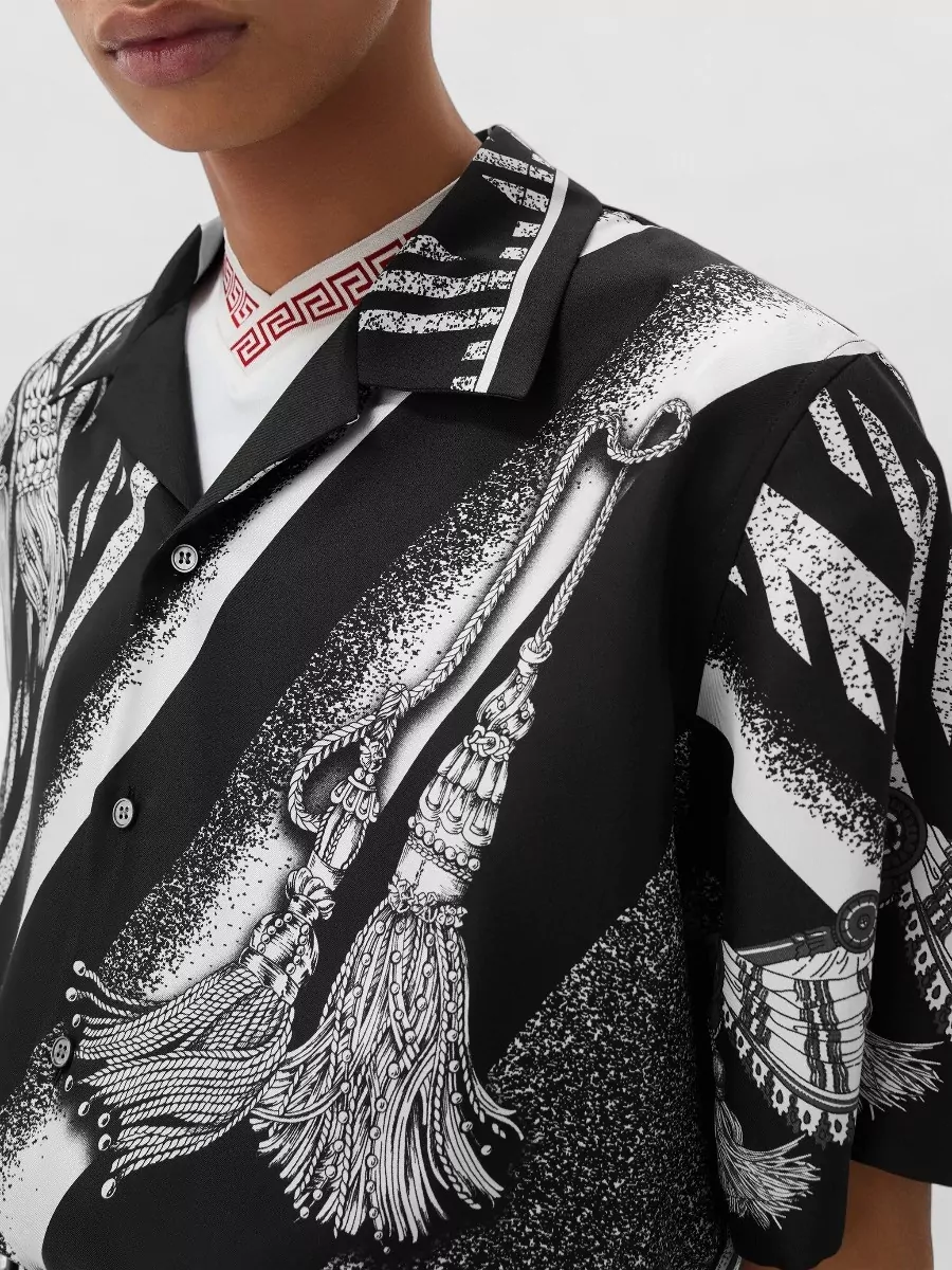 Versace Printed Silk Short-Sleeve Shirt