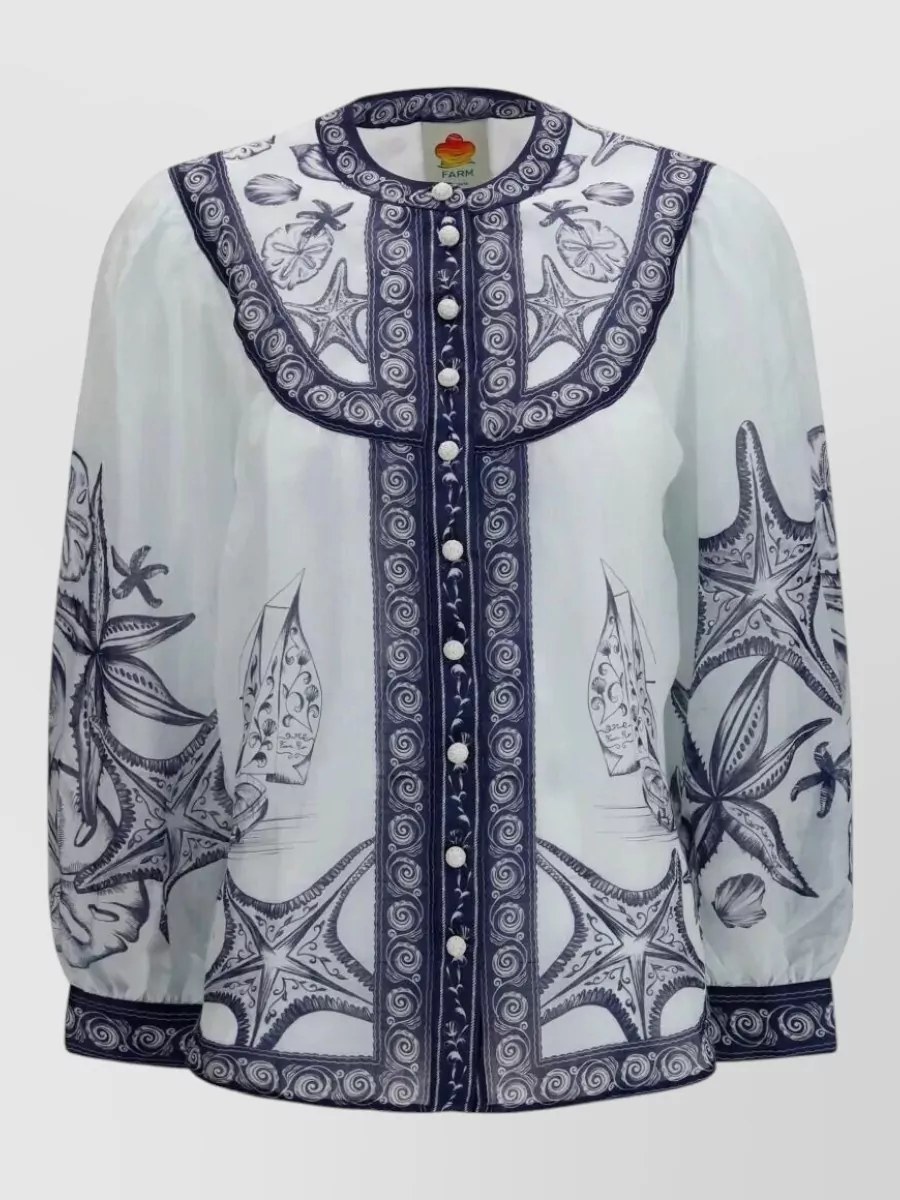 Farm Rio printed long-sleeve blouse