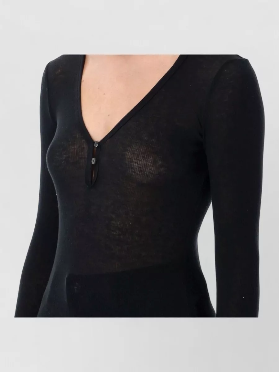 James Perse Cashmere Cotton Ribbed Slim-Fit V-Neck Henley Top