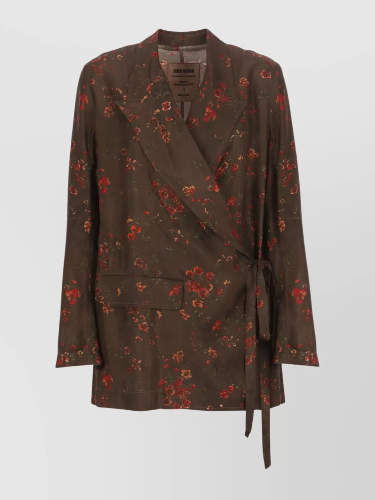 Uma Wang Floral Print Wrap Blazer With Tie Waist