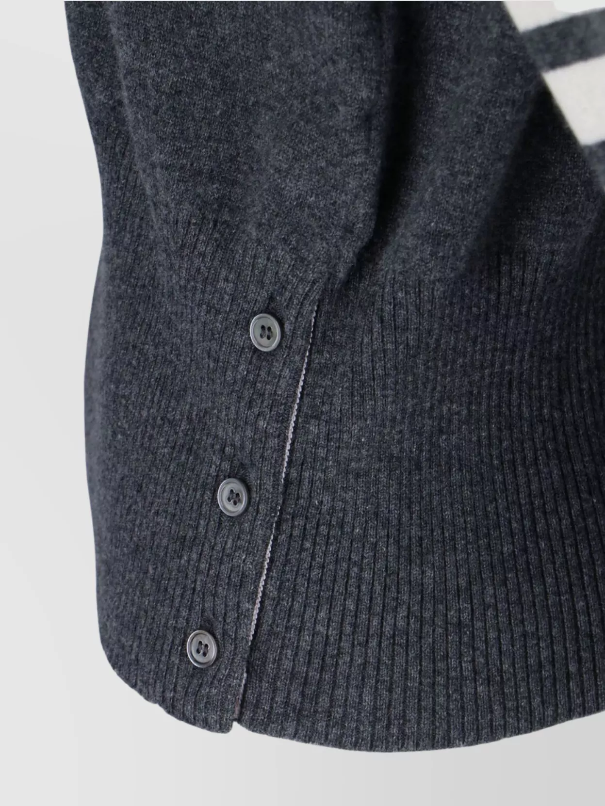 Thom Browne Crewneck Sweater With Ribbed Cuffs And Striped Sleeve