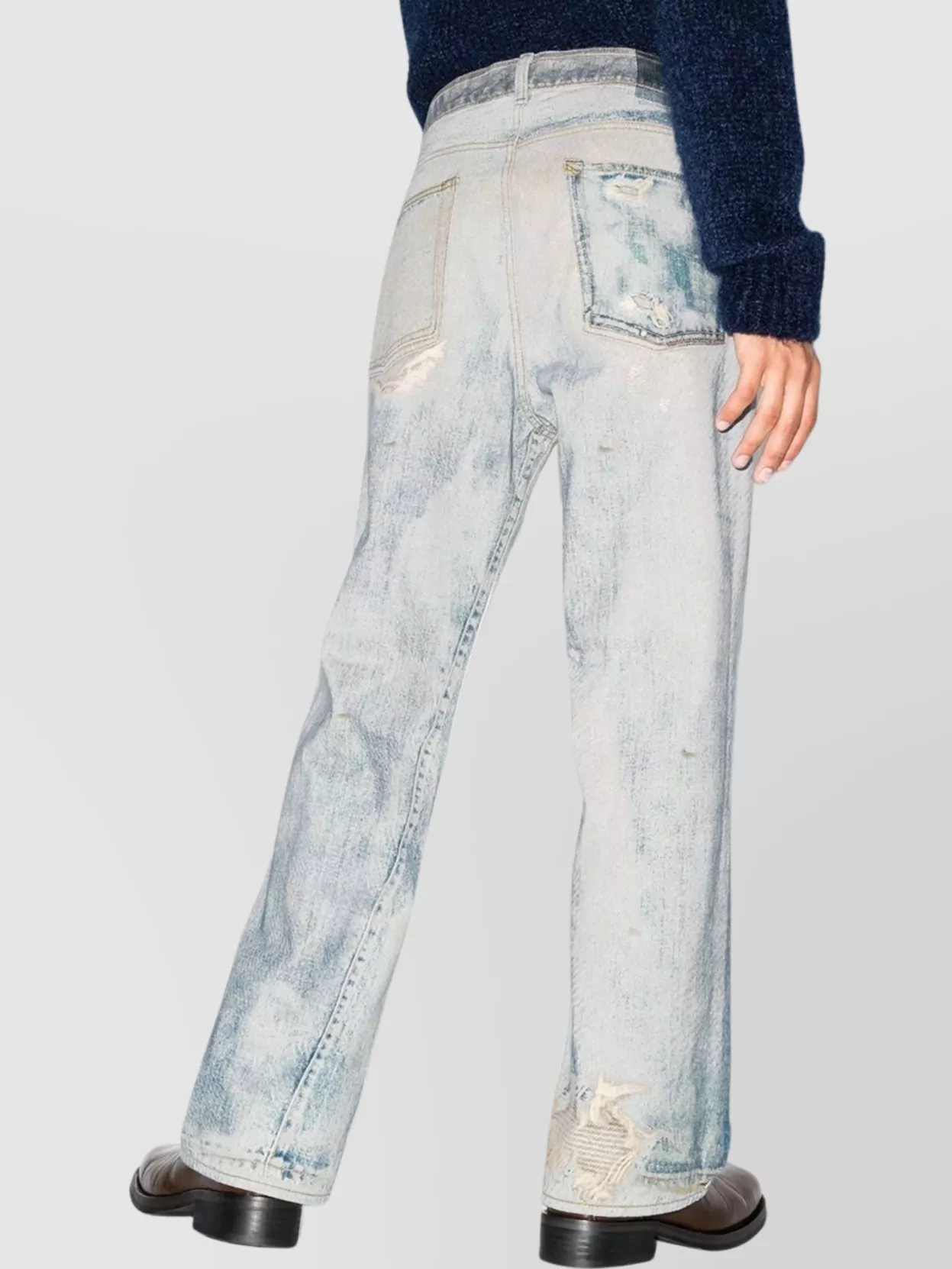 Our Legacy High Waist Wide Leg Distressed Jeans In Blue