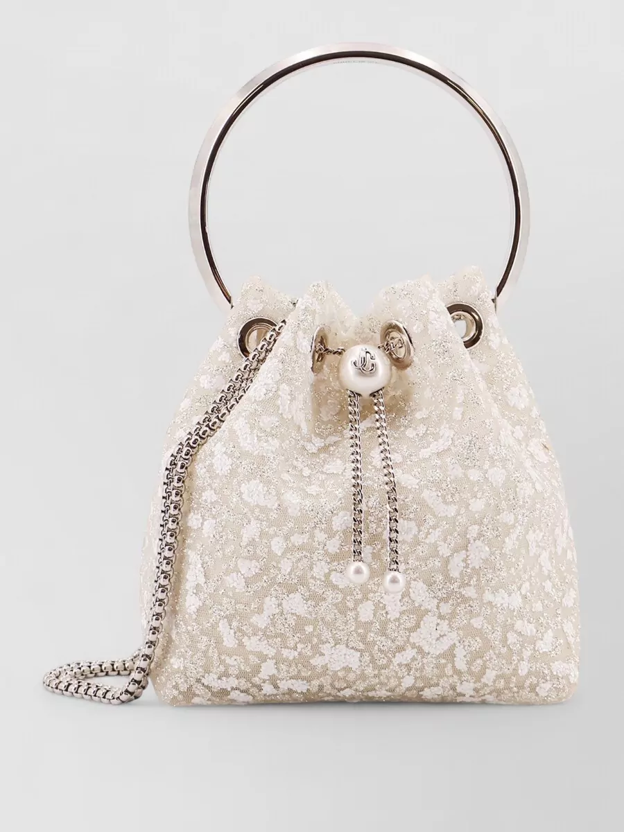 Jimmy Choo Bon Bon Mesh Bucket Bag With Micro Sequins