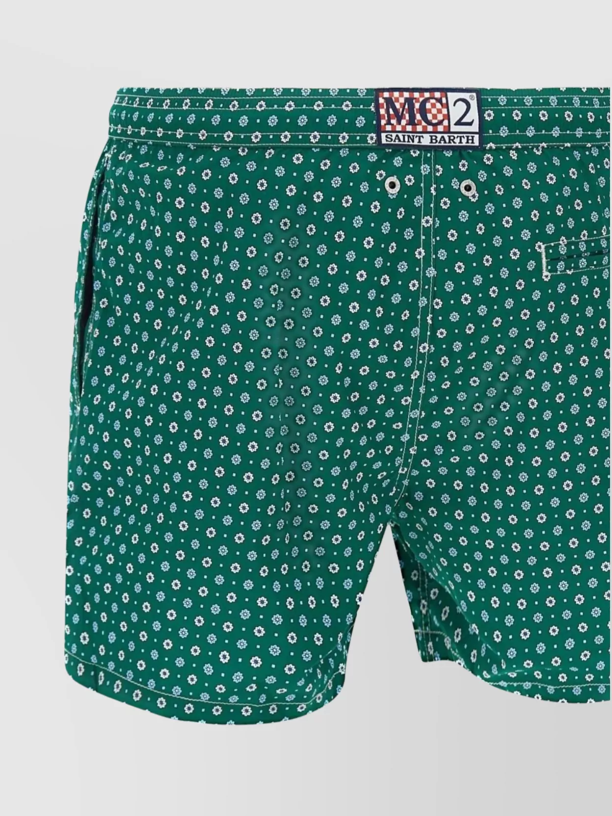 Mc2 Saint Barth Comfort Light Green Costume With Floral Print In Multi