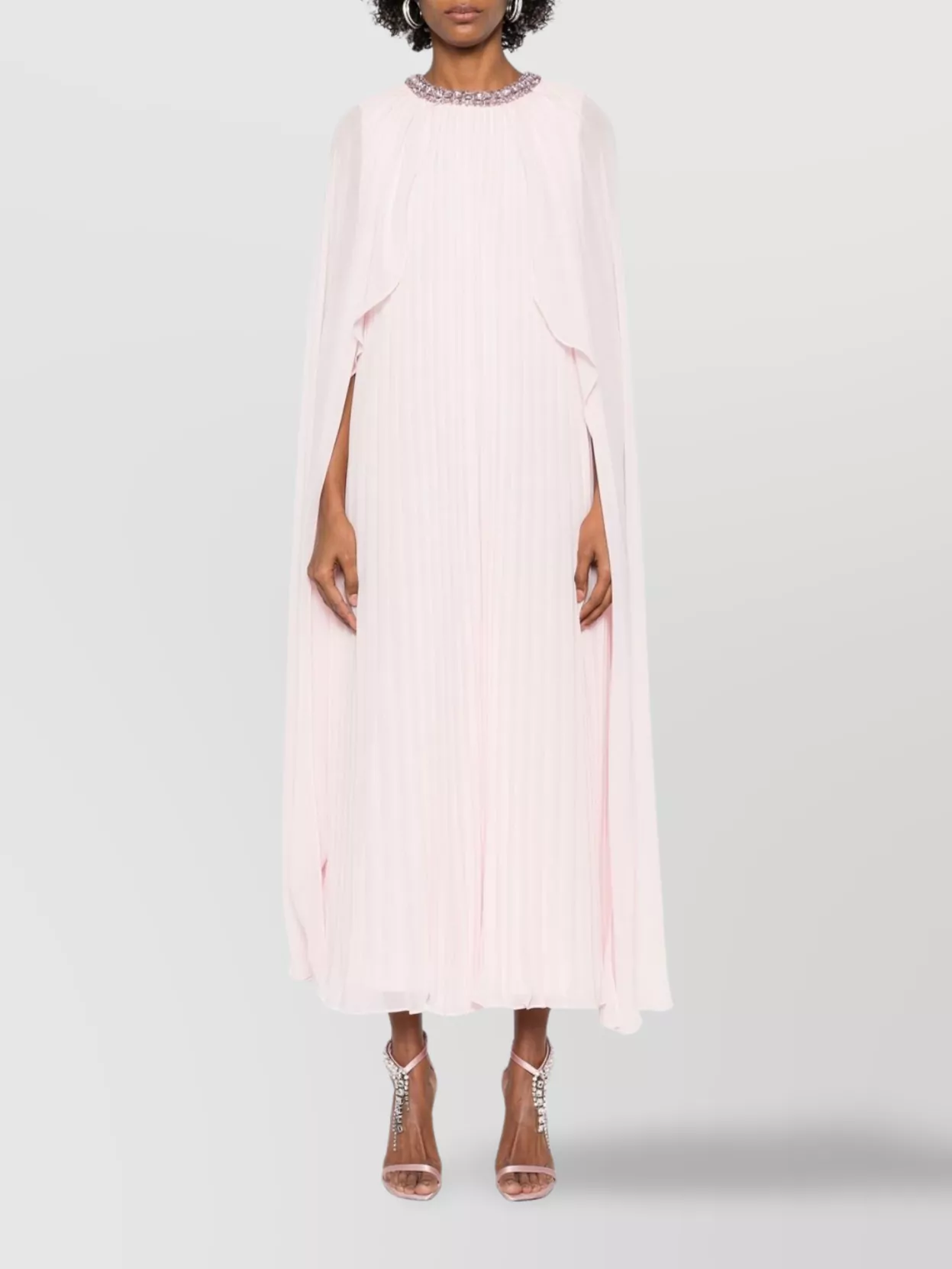Self-Portrait Cape Silhouette Chiffon Midi Dress