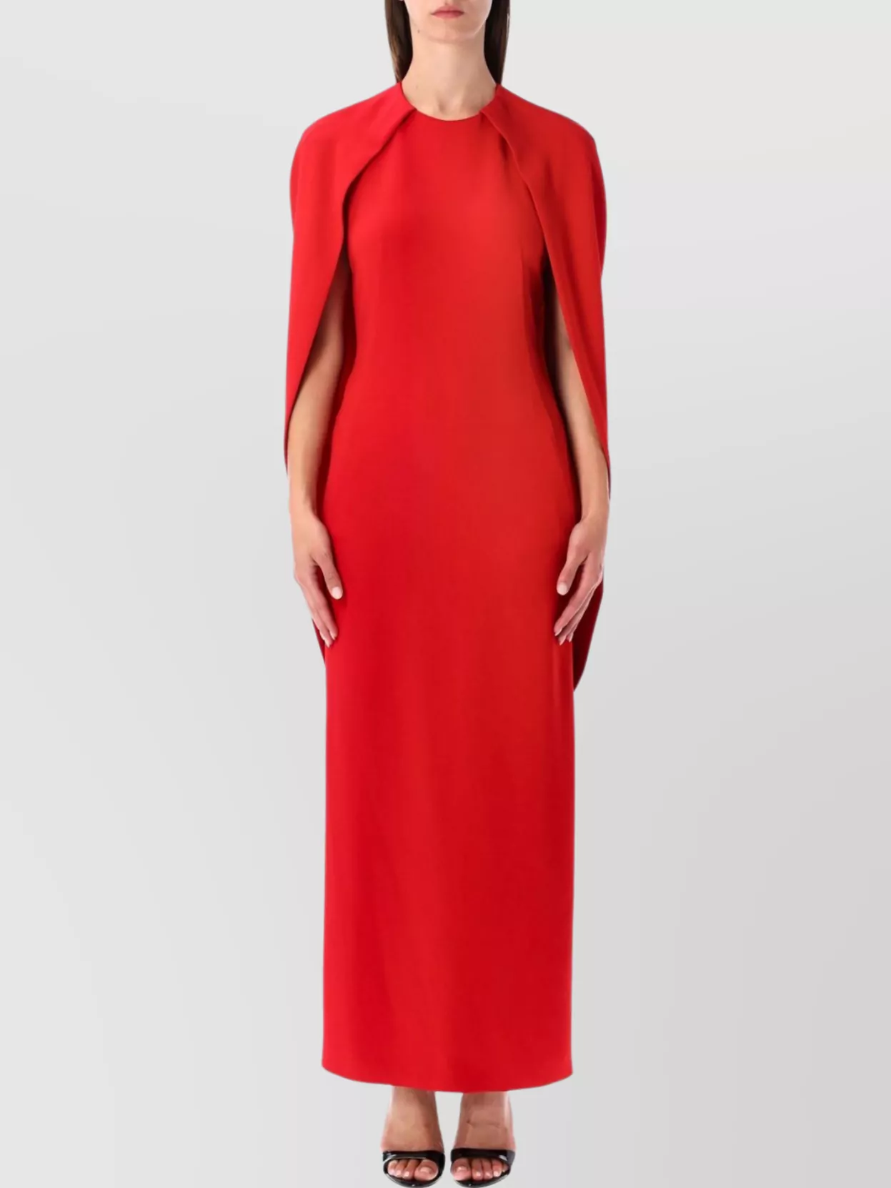 Alberta Ferretti Long Dress With Cape Style Sleeves