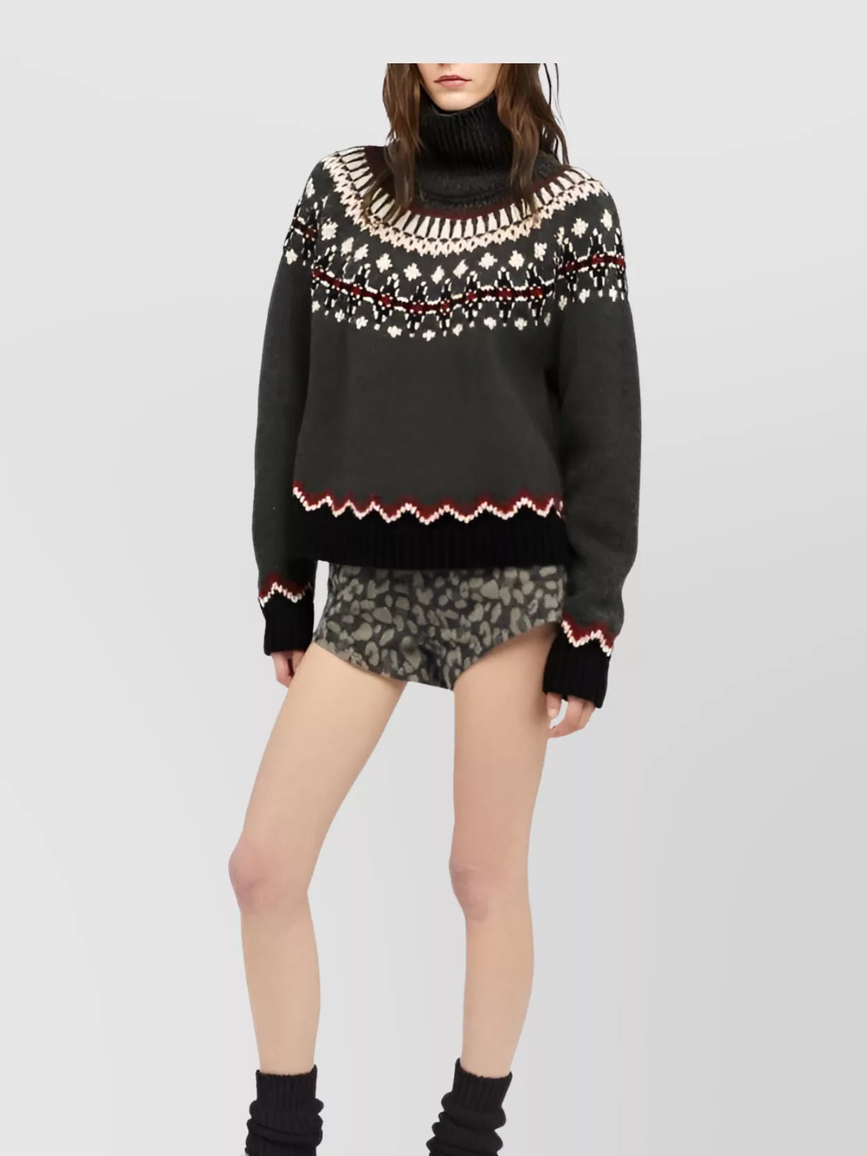 Alanui Sweet Winter Fair Isle Turtleneck Sweater