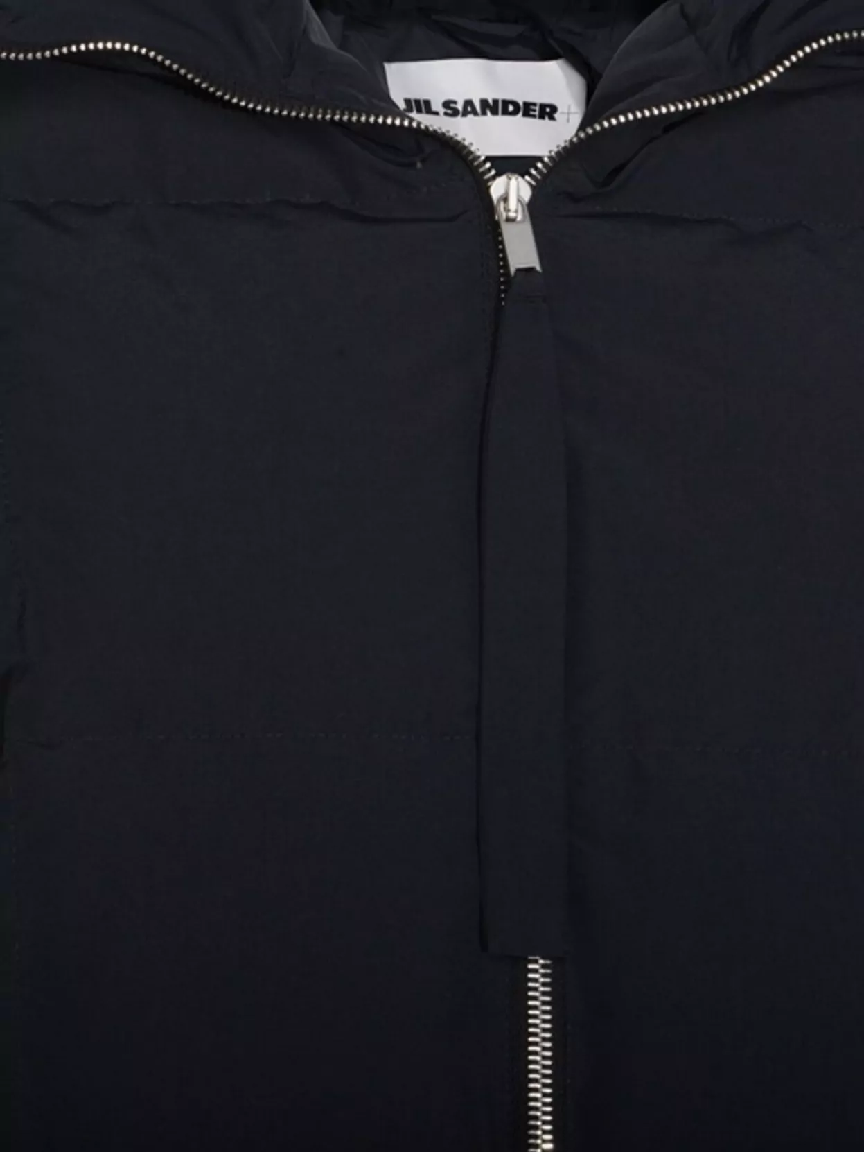 Jil Sander Hooded Long Padded Quilted Jacket In Black