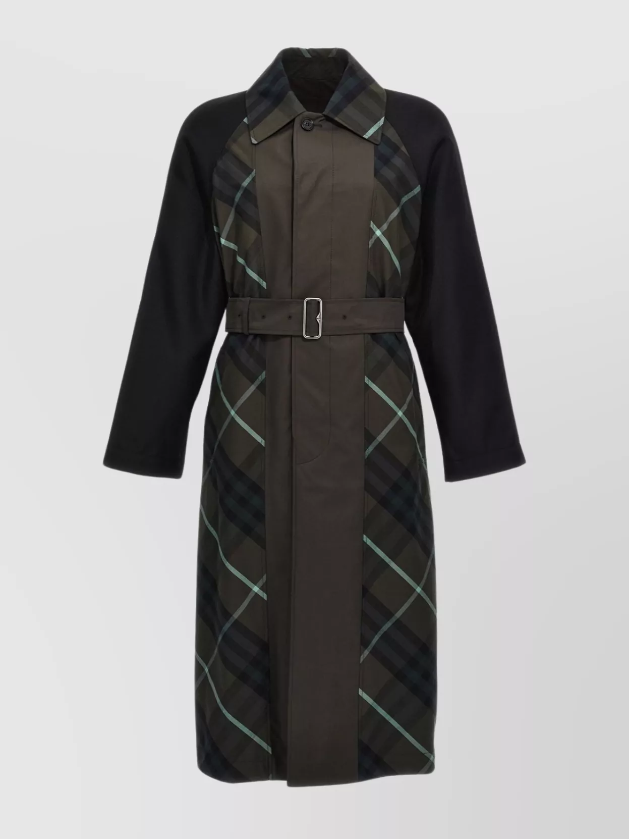 Burberry Reversible Belted Plaid Coat In Black