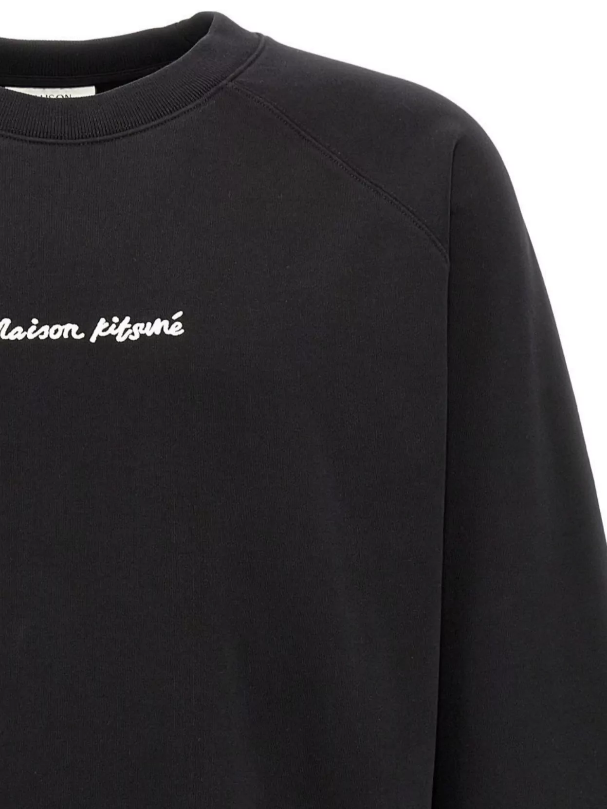 Maison Kitsuné Logo Embroidery Raglan Sweatshirt With Ribbed Cuffs