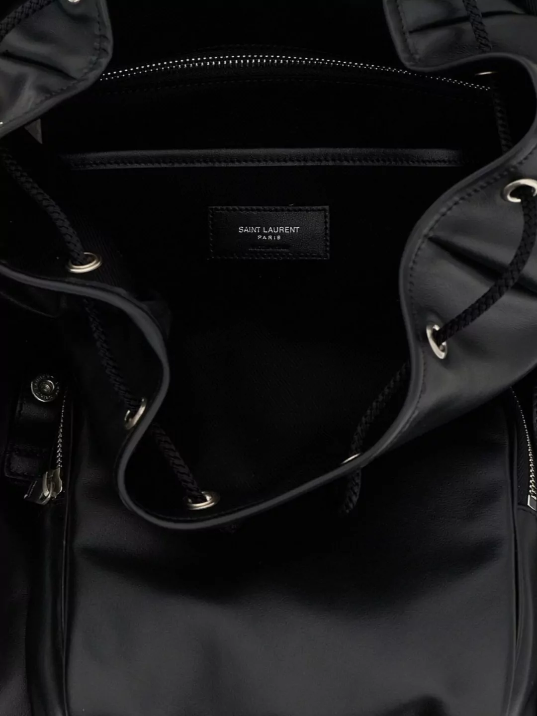 Saint Laurent Versatile Leather Backpack Featuring Zip Pocket
