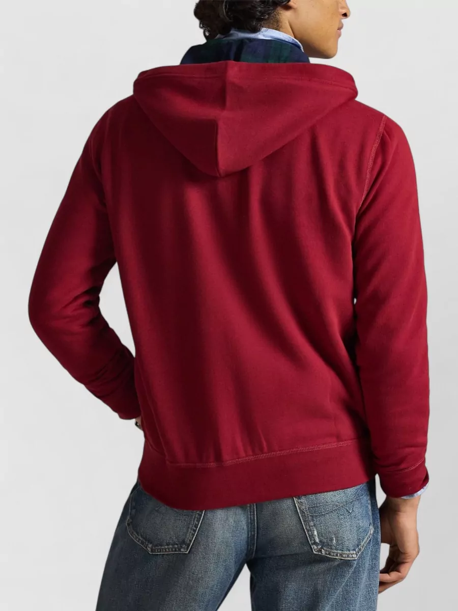 Ralph Lauren Logo Hoodie Sweatshirt Ribbed Cuffs Hem