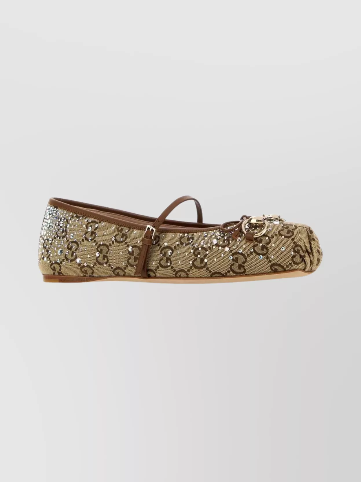 Gucci Ballerina Shoes With Buckle And Embellishments In Neutral