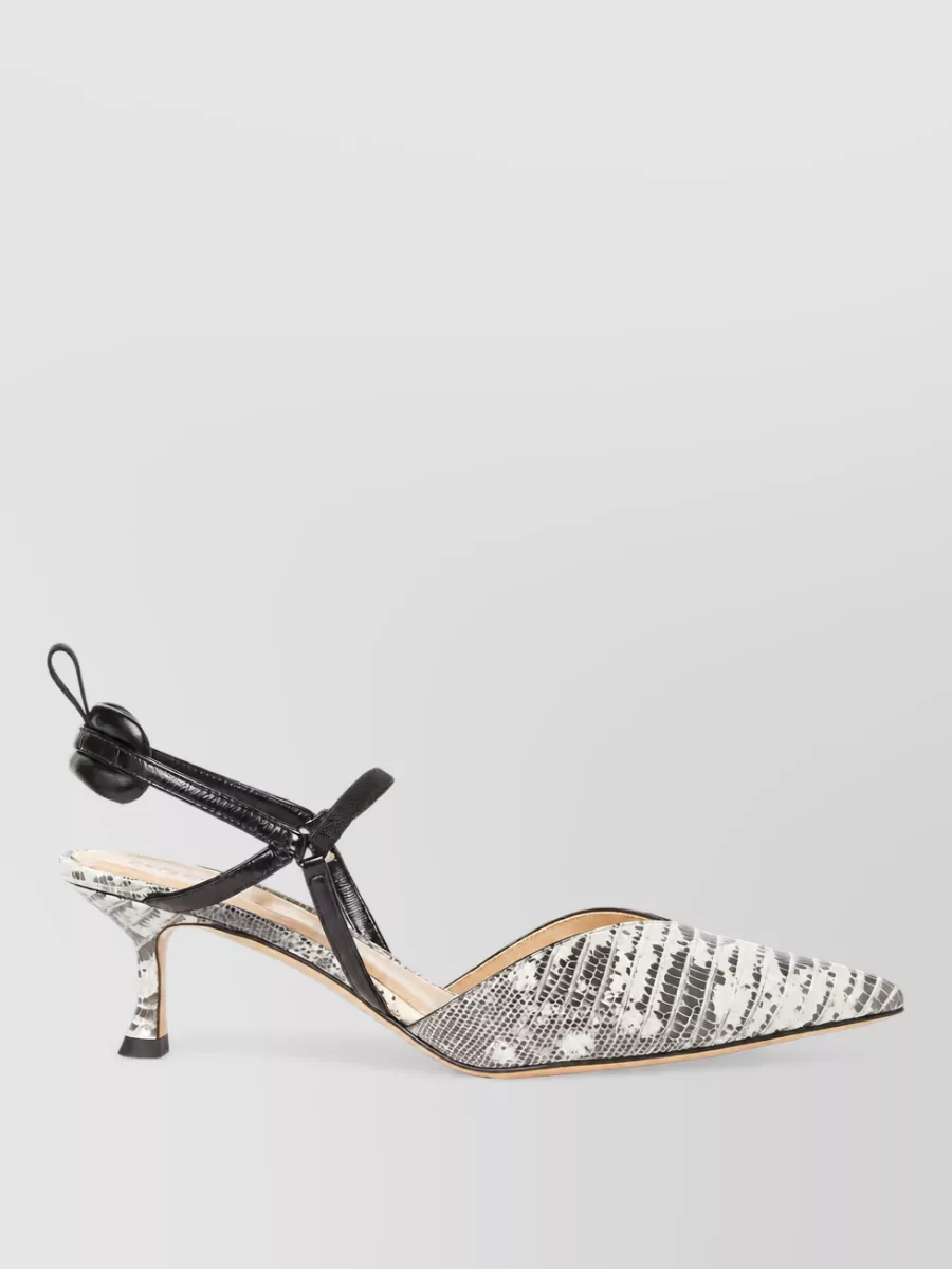 Fendi Leather Printed Slingback Mules