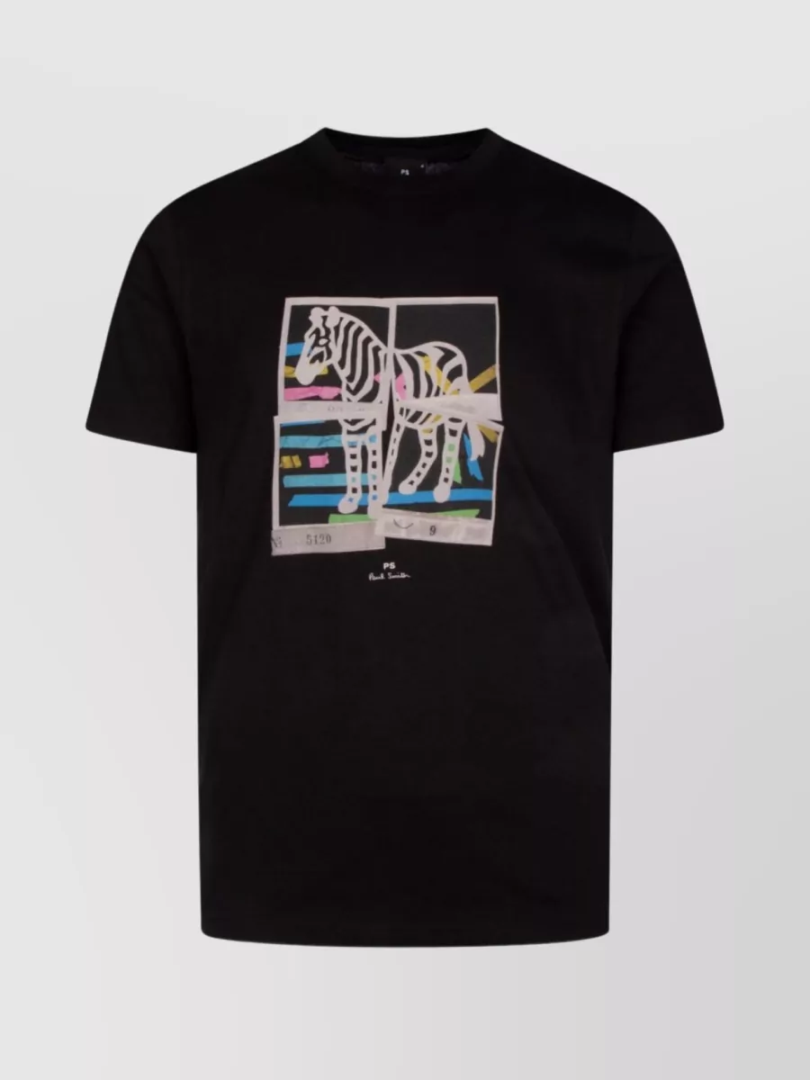 Shop Paul Smith Printed Crew Neck T-shirt In Black