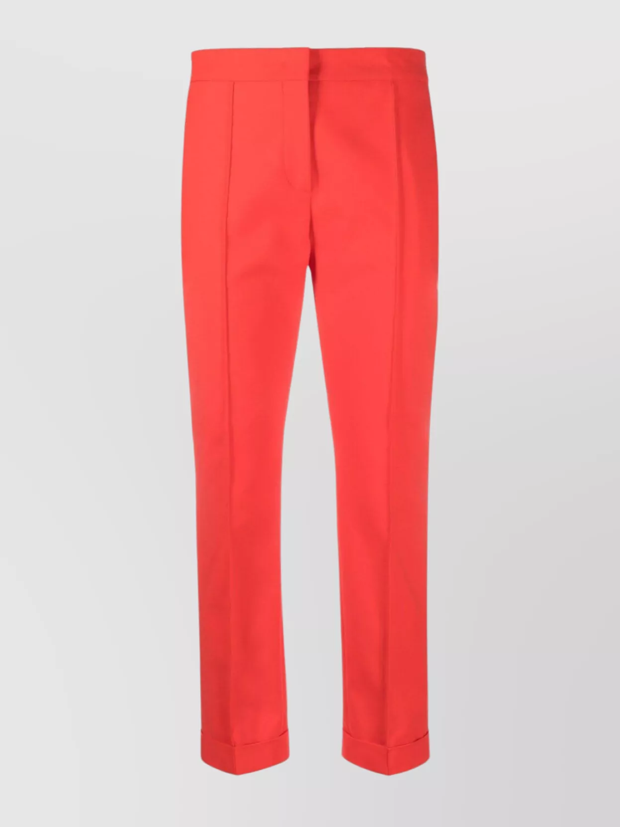 Shop Moschino Cropped High Waist Trousers In Red