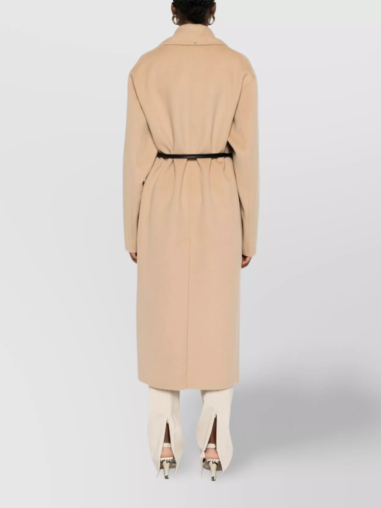 Sportmax Long Coat With Belted Waist And Pockets In Neutral