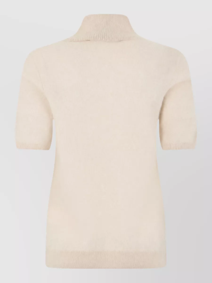 S Max Mara Wool Short-Sleeve High-Neck Sweater