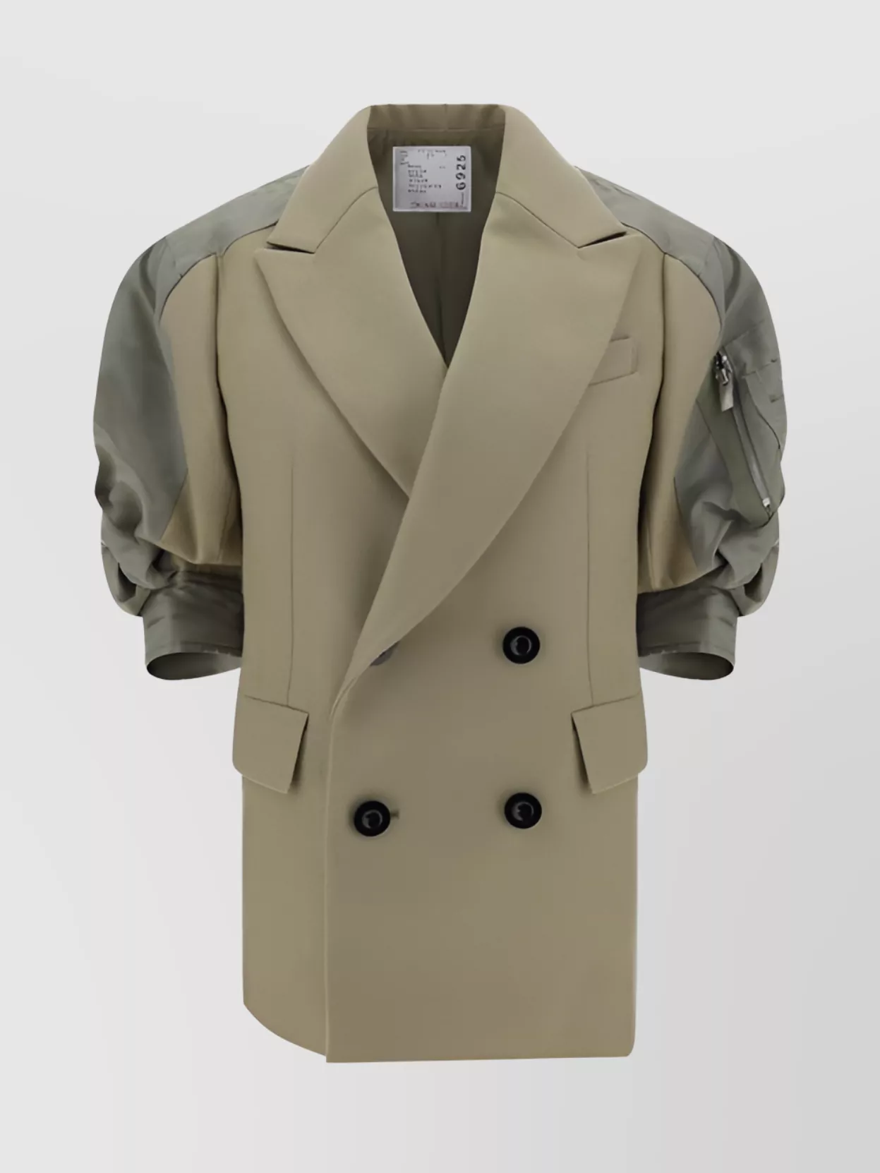 Shop Sacai Coat Panel Design Three-quarter Sleeves