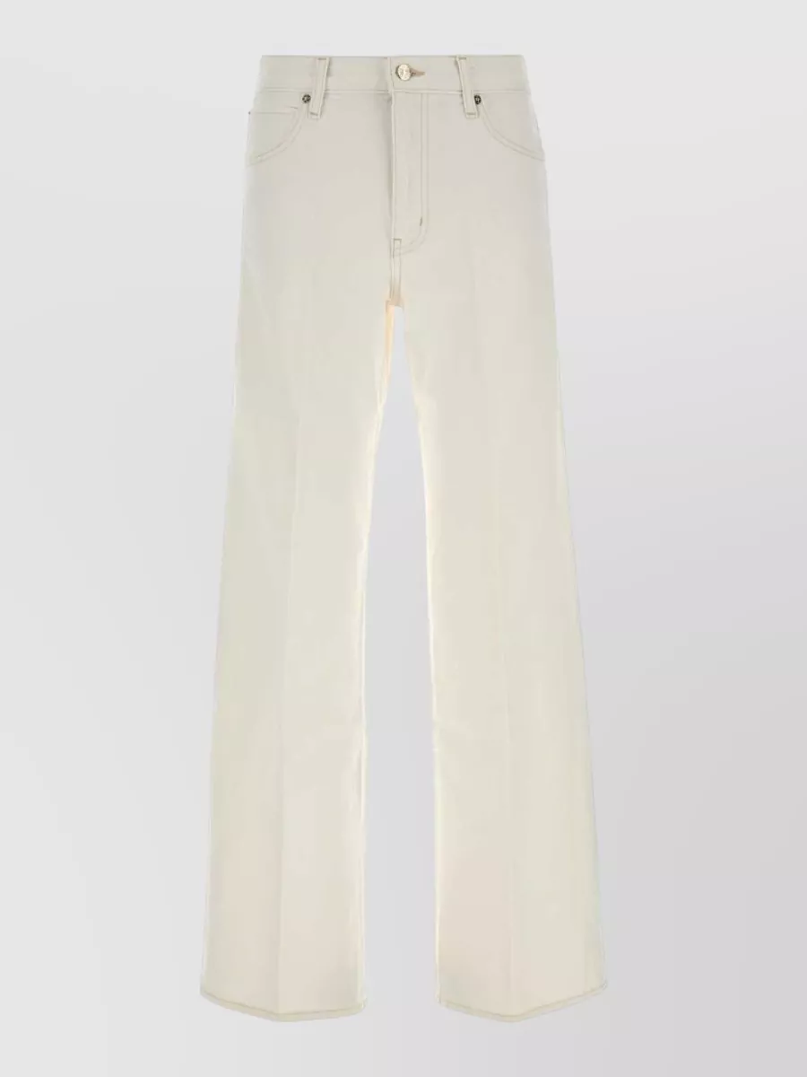 Frame Wide Leg Denim Stroll Trousers In White