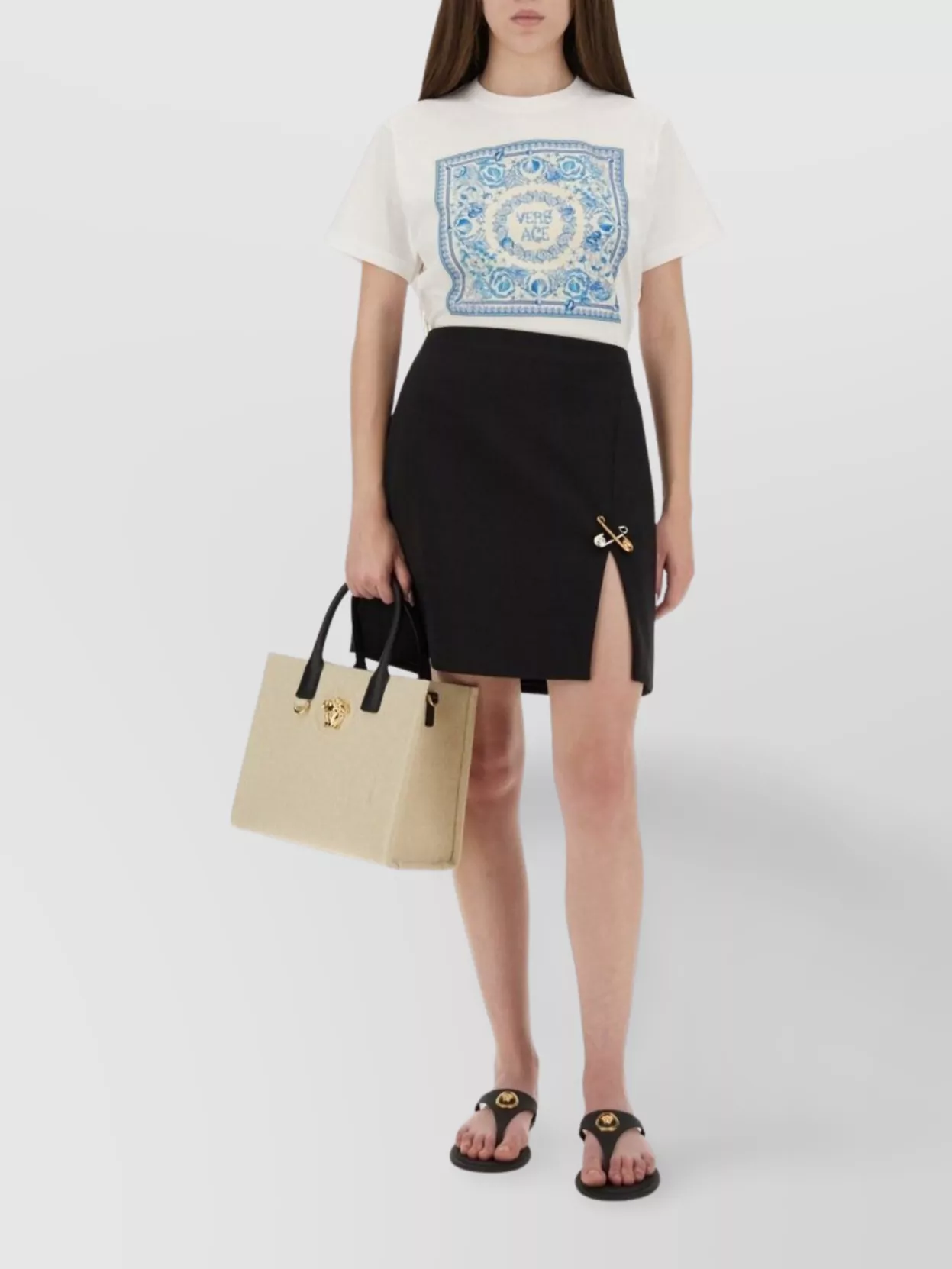 Versace Crew Neck Graphic Print Short Sleeves Top
