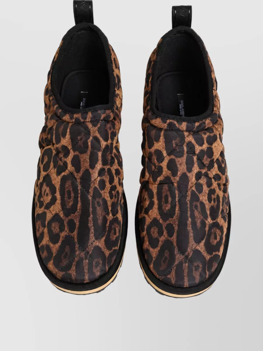 Dolce&Gabbana Leopard-Print Quilted Slippers