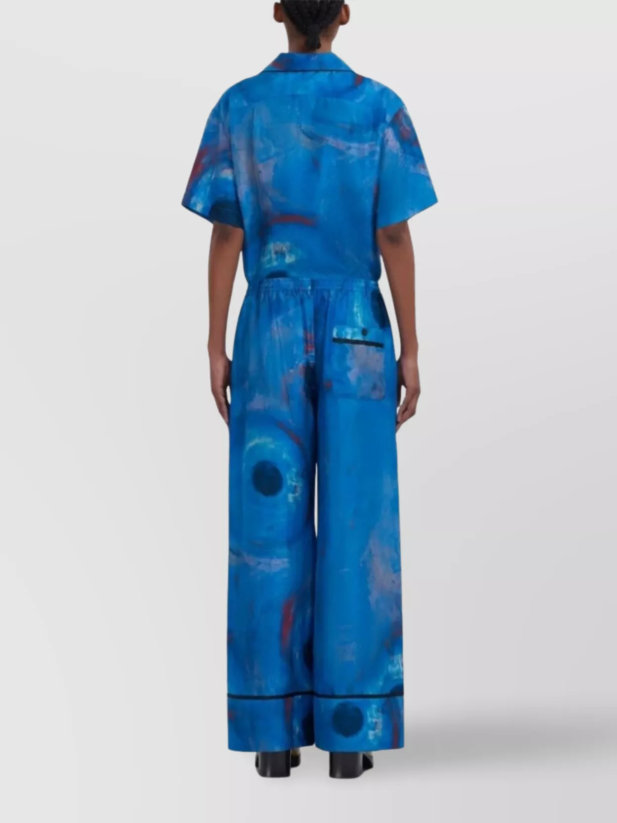 Marni Wide Leg Trousers Elastic Waistband In Blue