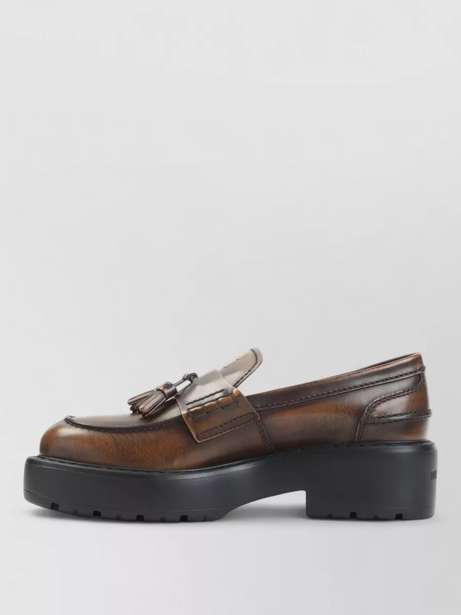 Miu Miu Leather Tassel Platform Loafers