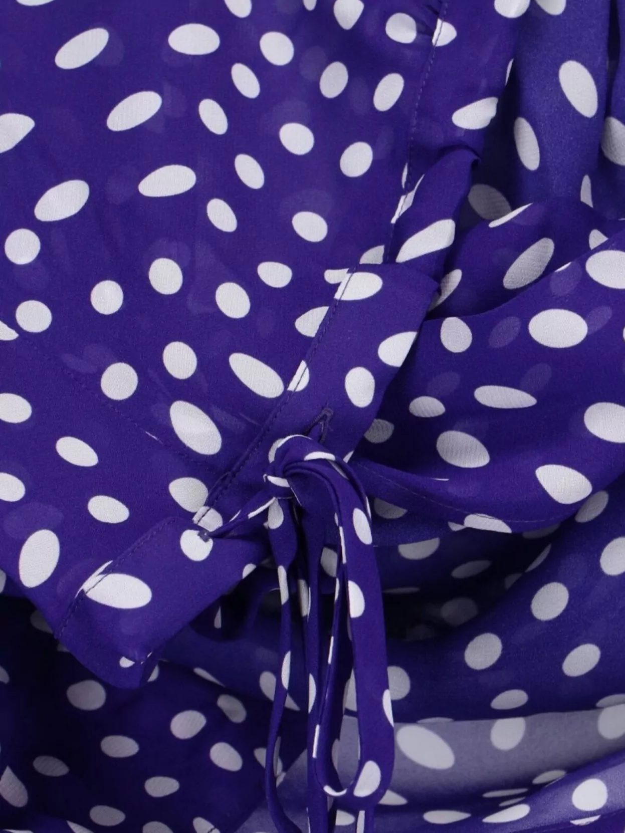 Dries Van Noten Long Sleeve Polka Dot Top With Tie In Blue