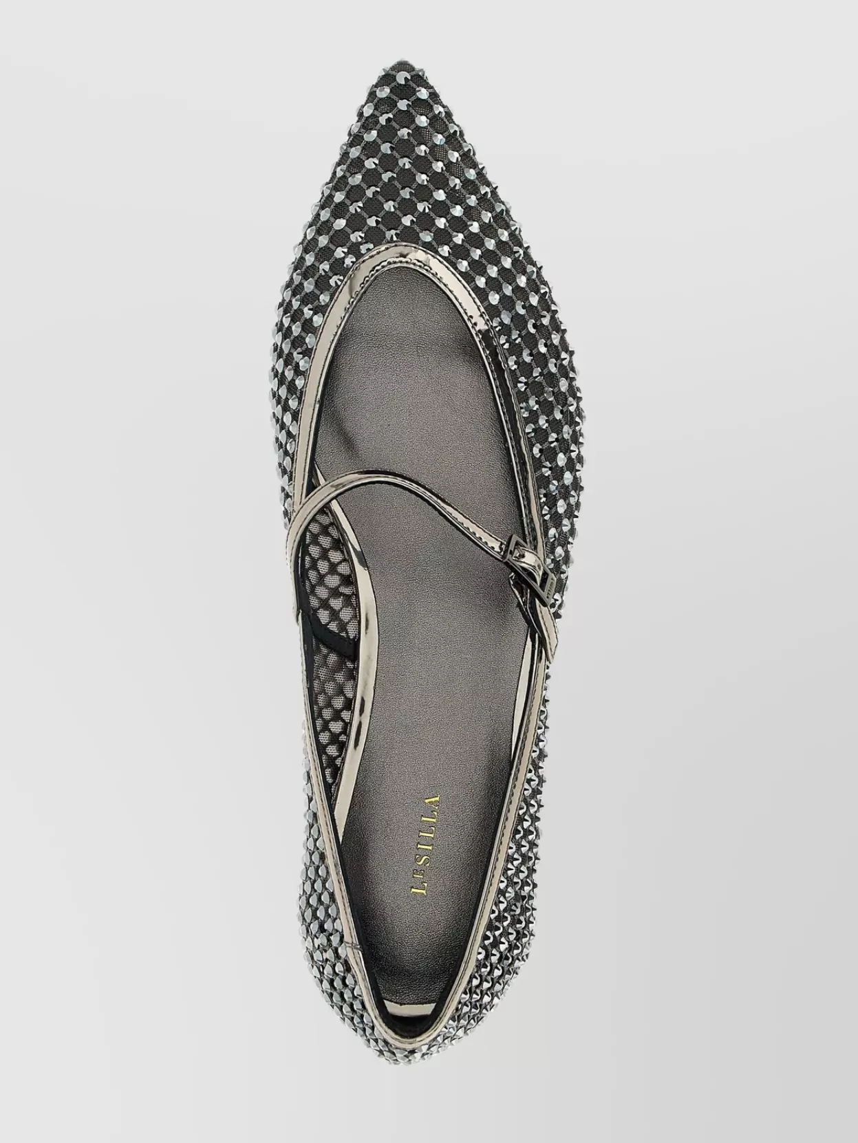 Le Silla Embellished Pointed Toe Ballet Flats With Textured Surface