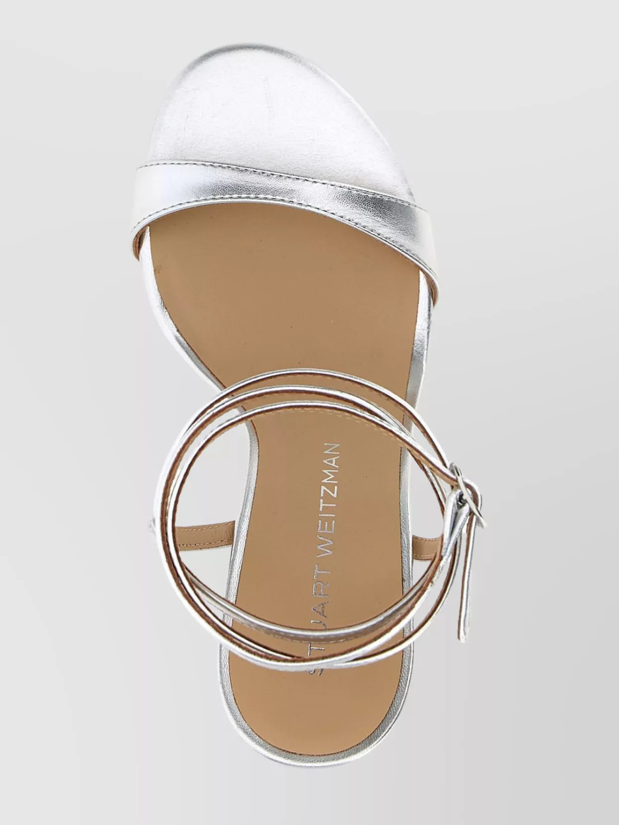 Stuart Weitzman Metallic Buckle Wrap Sandals