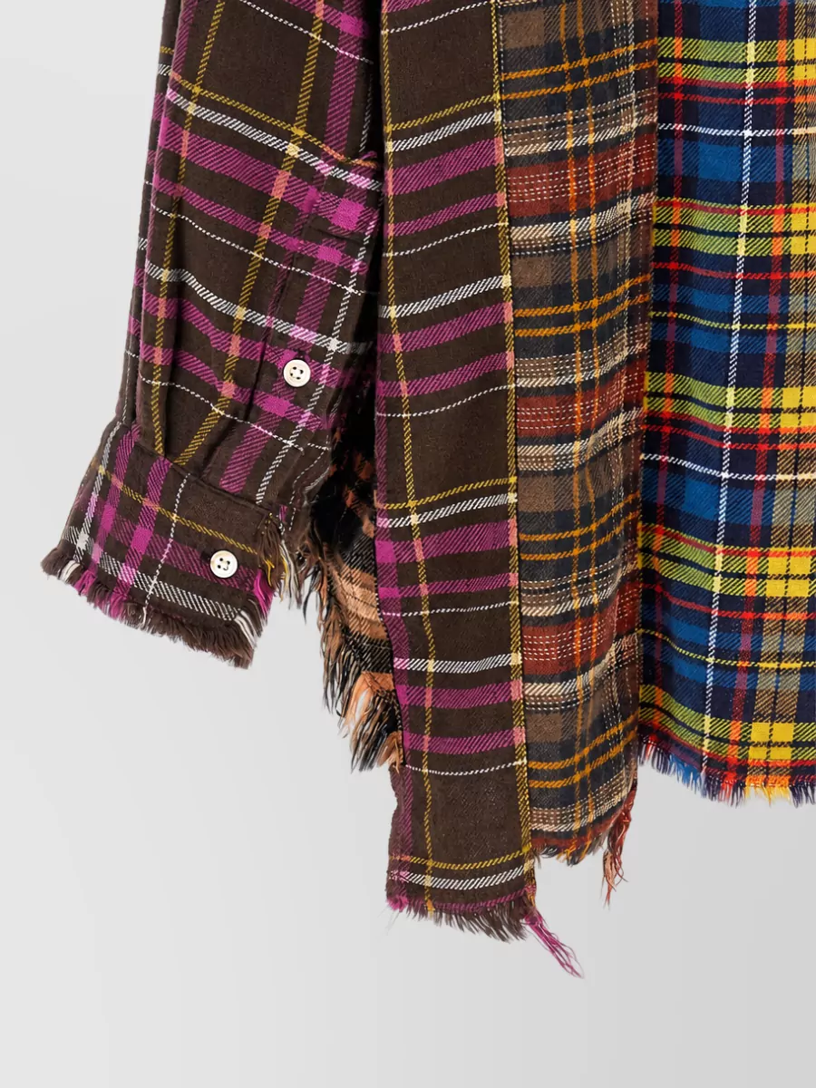 R13 Patchwork Checked Oversized Cotton Shirt Jacket